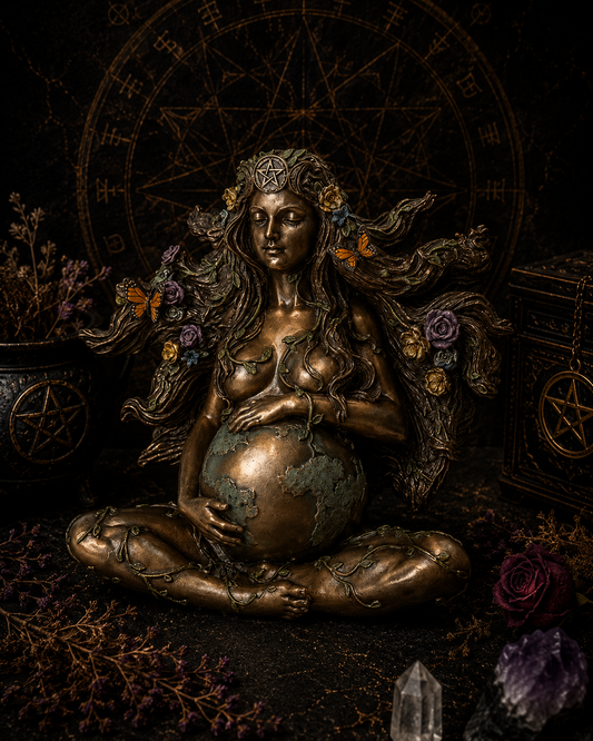 Imagem Resina Mãe Gaia bronze com Flores